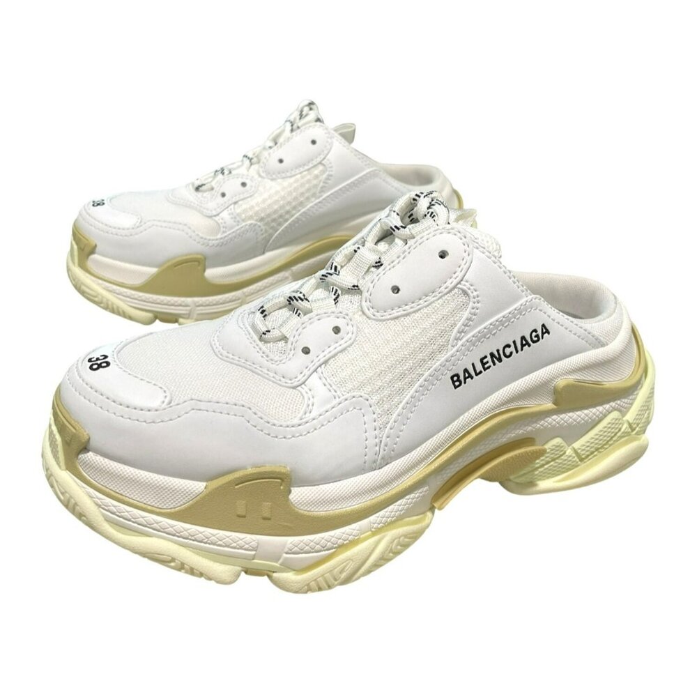 BalenciagaTriple S Mule Slip On Sneakers Size 38 White Beige New Size 38 US 8 - Picture 4 of 12